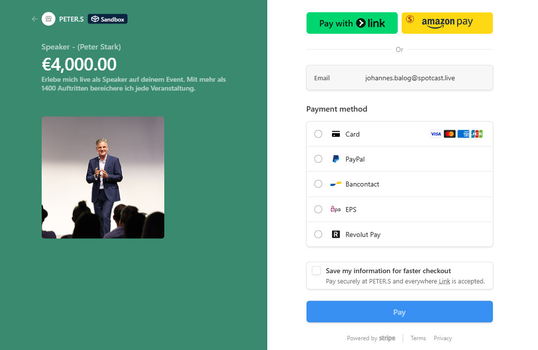 Secure Stripe checkout
